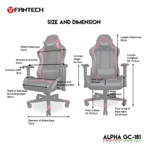 Fantech Alpha GC-181 Red Gaming Chair 3 Fantech Alpha GC-181 Red Gaming Chair - Image 3