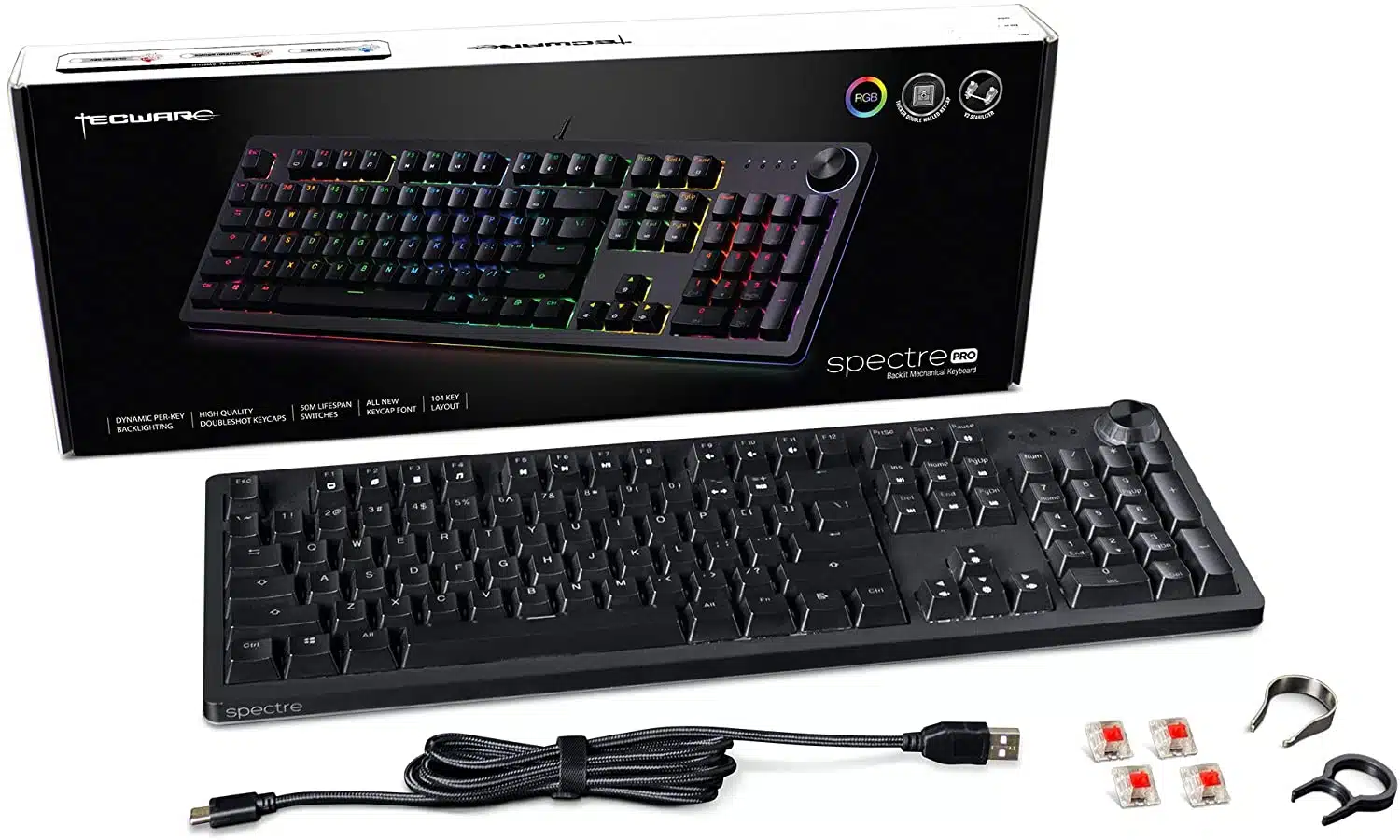 Tecware Spectre Pro, RGB Hotswappable Mechanical Keyboard 4 Tecware Spectre Pro, RGB Hotswappable Mechanical Keyboard - Image 4