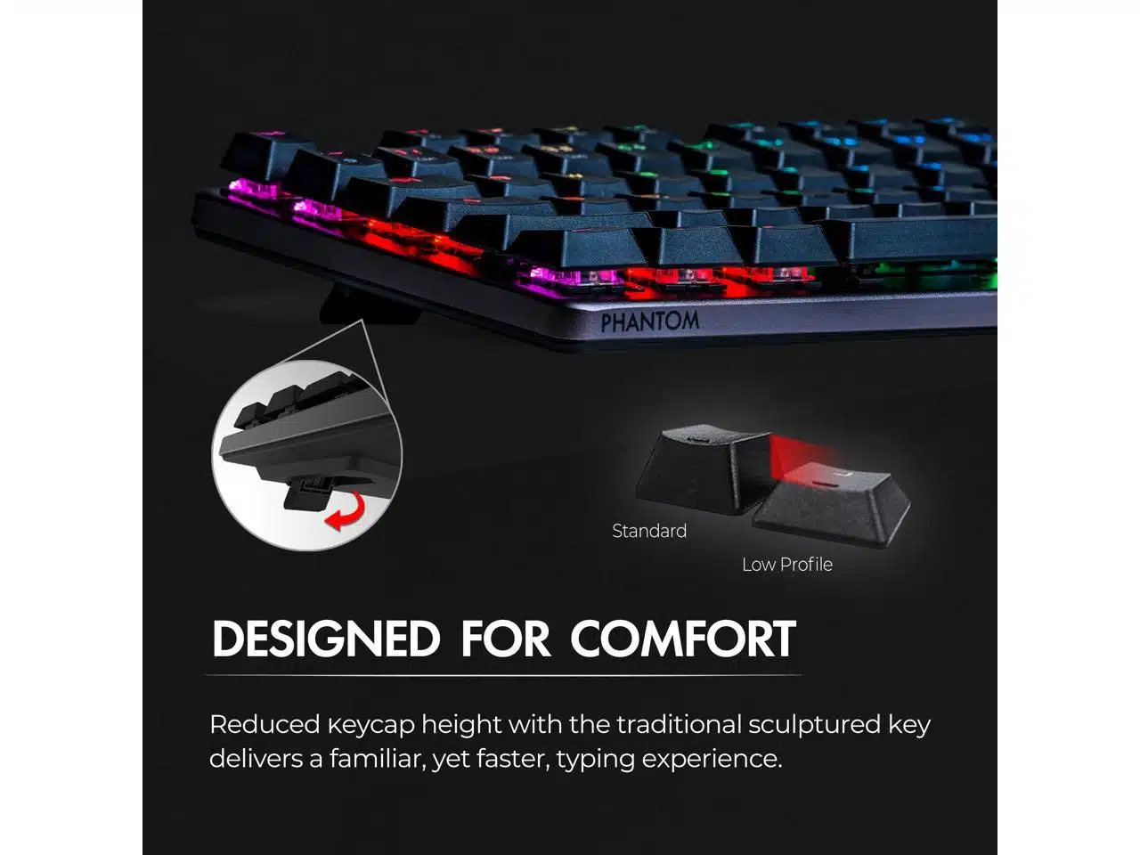 Tecware Phantom L, Low Profile Hotswappable Mechanical Keyboard 3 Tecware Phantom L, Low Profile Hotswappable Mechanical Keyboard - Image 3