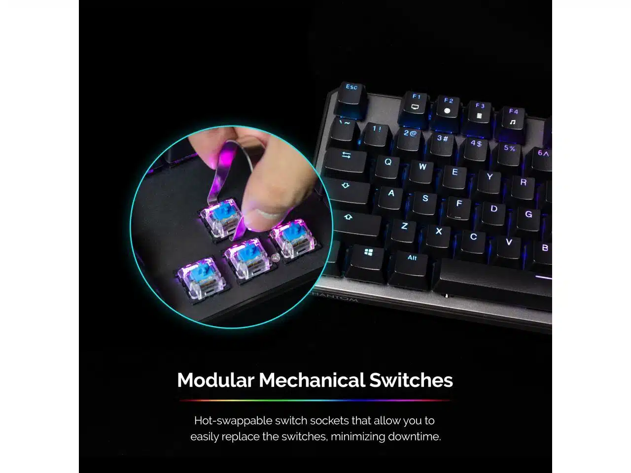 Tecware Phantom RGB 87-Key, Tenkeyless Hotswappable Mechanical Keyboard 5 Tecware Phantom RGB 87-Key, Tenkeyless Hotswappable Mechanical Keyboard - Image 5