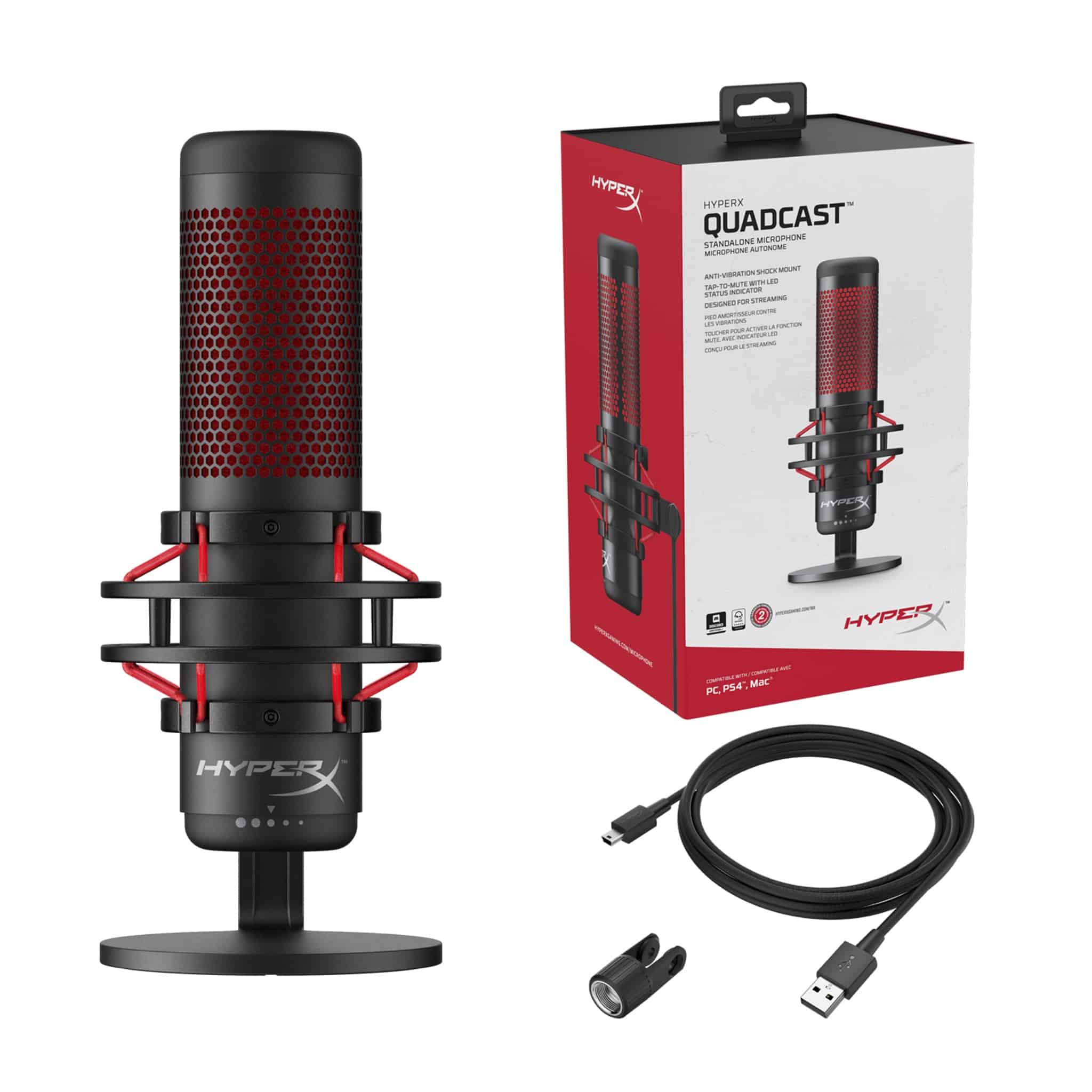 HyperX QuadCast RGB USB Condenser Microphone for PC, PS4, PS5 and Mac