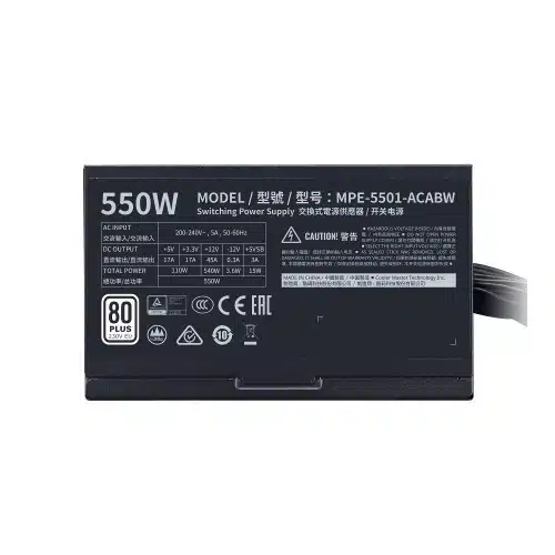 Cooler Master MWE 550W V2 230V Non-Modular 80 Plus Bronze Power Supply 2 Cooler Master MWE 550W V2 230V Non-Modular 80 Plus Bronze Power Supply - Image 2
