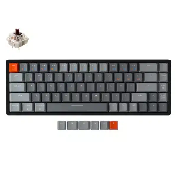 Keychron K6 hot swappable compact 65 percent wireless mechanical keyboard for Mac Windows iOS Gateron switch brown with type C RGB white backlight aluminum