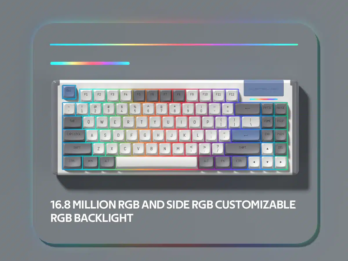 Dustsilver K84 Grey White Blue (Red Switch) 75% Rgb Backlit Mechanical Keyboard 10 23
