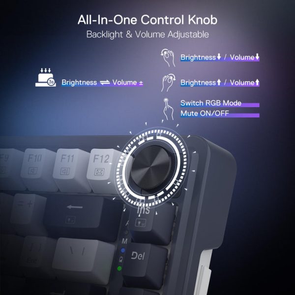 Redragon UCAL K673 PRO 75% Wireless Gasket RGB Mechanical Gaming Keyboard, Abyssal Blue - Image 9
