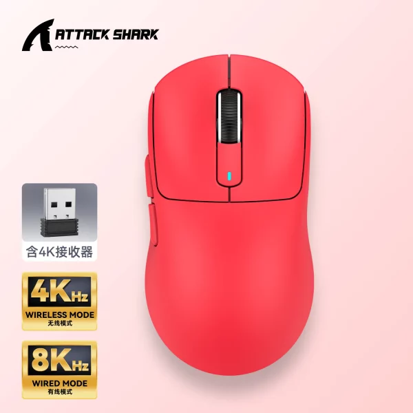 sku 03 Attack Shark X3PRO three mode 4K mouse red