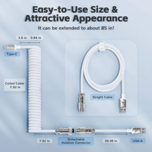 Attack Shark Coiled Cable, White - Image 6
