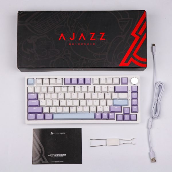 AJAZZ AK820 75% Gasket-Mounted Type-C Wired Mechanical Keyboard, White Purple - Image 14