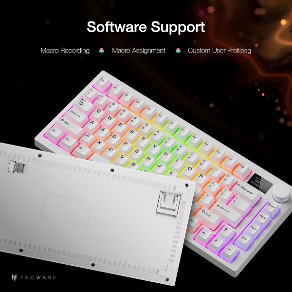 Tecware Spectre 75 Gasket Mounted Hot-swap 5-pin Mechanical Keyboard | 1.14" Customizable LCD Display with Knob | White - Image 3