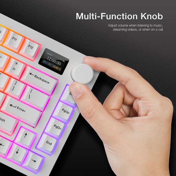 Tecware Spectre 75 Gasket Mounted Hot-swap 5-pin Mechanical Keyboard | 1.14" Customizable LCD Display with Knob | White - Image 5