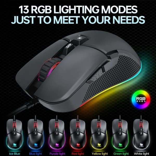 T-WOLF G590 WIRED RGB GAMING MOUSE BLACK - Image 2
