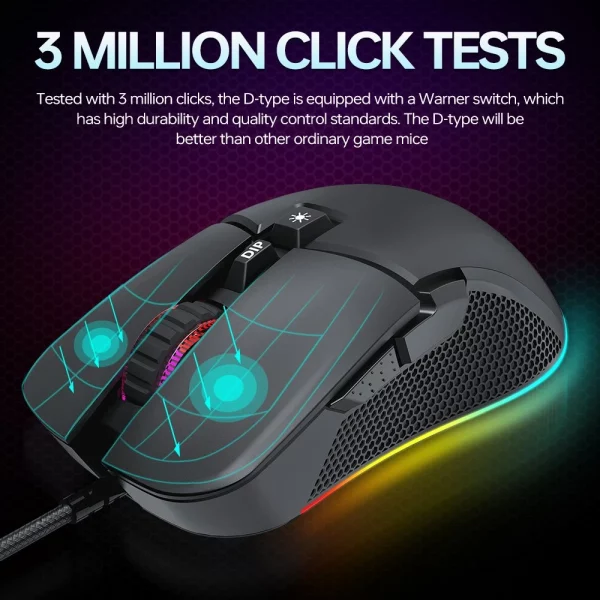 T-WOLF G590 WIRED RGB GAMING MOUSE BLACK - Image 4