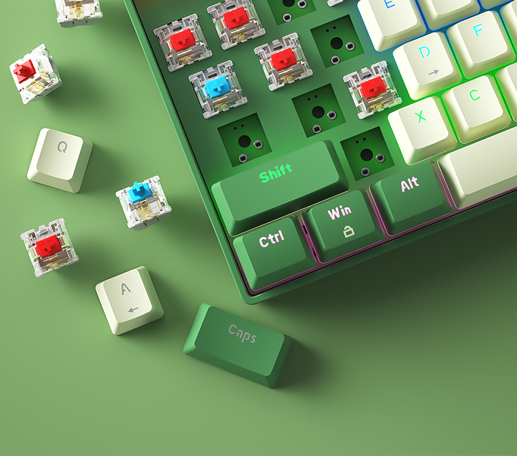 Bow G87U Hot Swappable Wired Mechanical Gaming Keyboard, Green White 13 %E8%AF%A6%E6%83%85 07 1