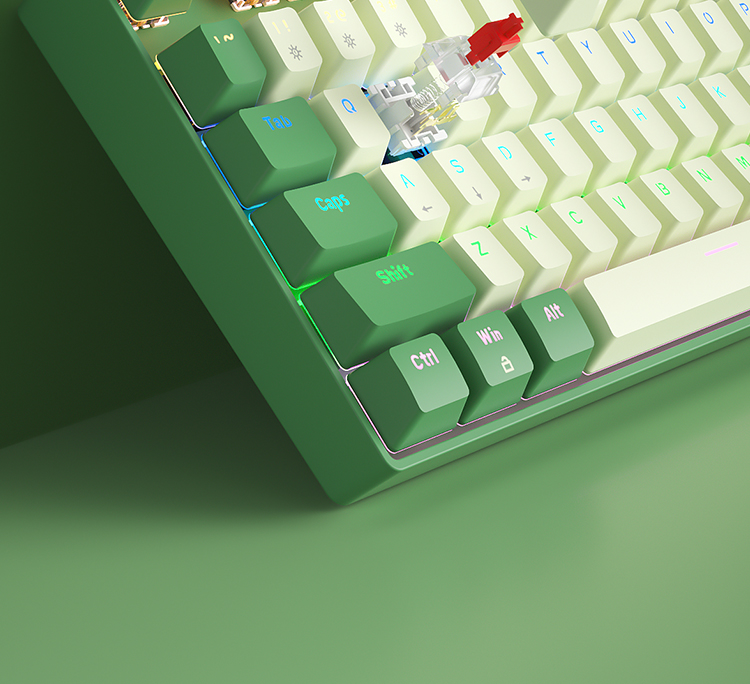 Bow G87U Hot Swappable Wired Mechanical Gaming Keyboard, Green White 14 %E8%AF%A6%E6%83%85 13 1