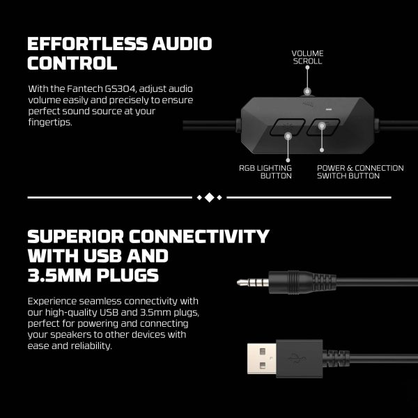 Fantech GS304 GROOVE Dual Mode (Wired & Bluetooth) RGB Gaming Speaker, Black - Image 7