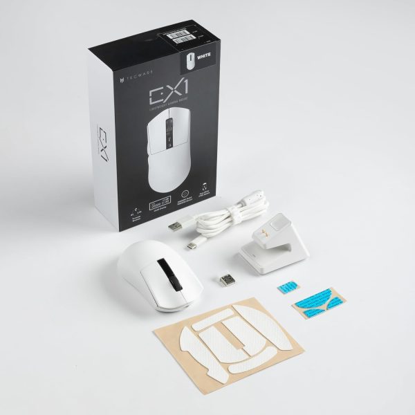 Tecware EX1 Tri-Mode Wireless Lightweight Gaming Mouse with RGB Charging Dock (White) - Image 10