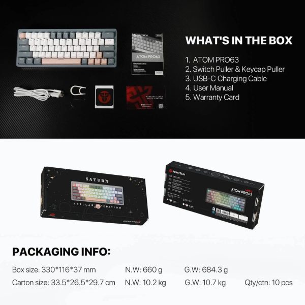 Fantech MK912 ATOM PRO63 RGB Tri-Mode Wireless Gaming keyboard, Mercury (Red Switch) - Image 7