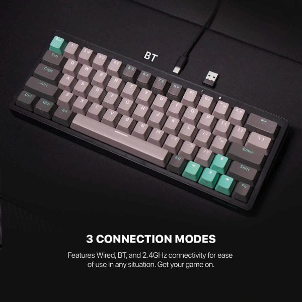 Fantech MK912 ATOM PRO63 RGB Tri-Mode Wireless Gaming keyboard, Mercury (Red Switch) - Image 6