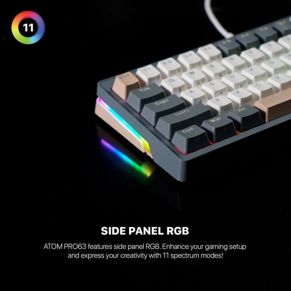 Fantech MK912 ATOM PRO63 RGB Tri-Mode Wireless Gaming keyboard, Mercury (Red Switch) - Image 2