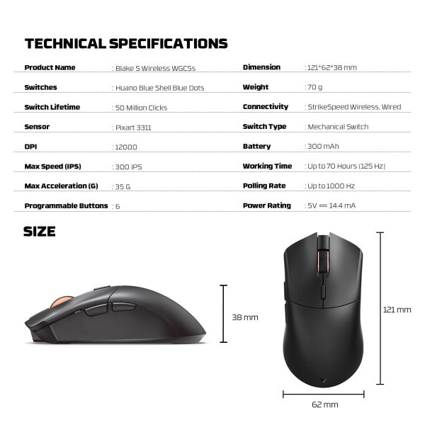FANTECH WGC5S BLAKE S DUAL MODE WIRELESS GAMING MOUSE, WHITE - Image 11