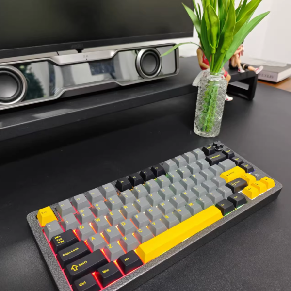 EWEADN K75 Tri mode Wireless 75% Layout Hot-swappable Aluminum Mechanical Keyboard, Black Yellow - Image 8