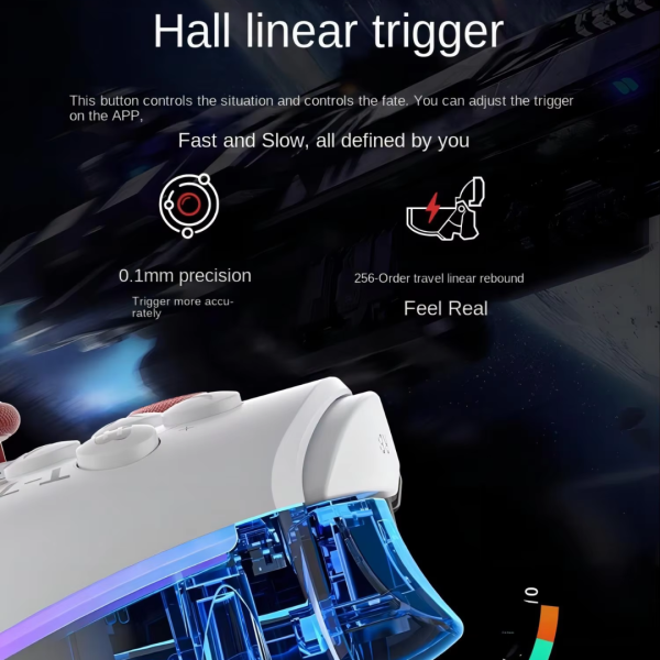 AOLION AL-NS2286H RGB Tri-Mode Gaming Controller with Dual Hall Effect Linear Trigger, Black - Image 4