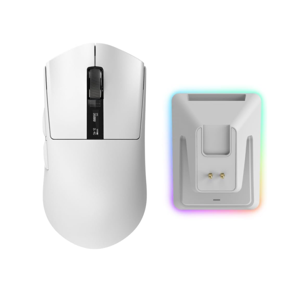 Tecware EX1 Tri-Mode Wireless Lightweight Gaming Mouse with RGB Charging Dock (White) - Image 2