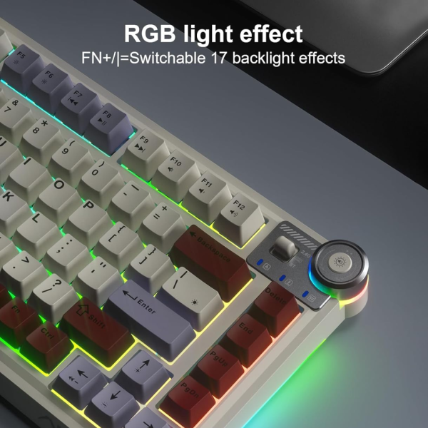 AULA AU75 Tri-Mode Wireless Gasket Mounted Mechanical Keyboard, Black - Image 6