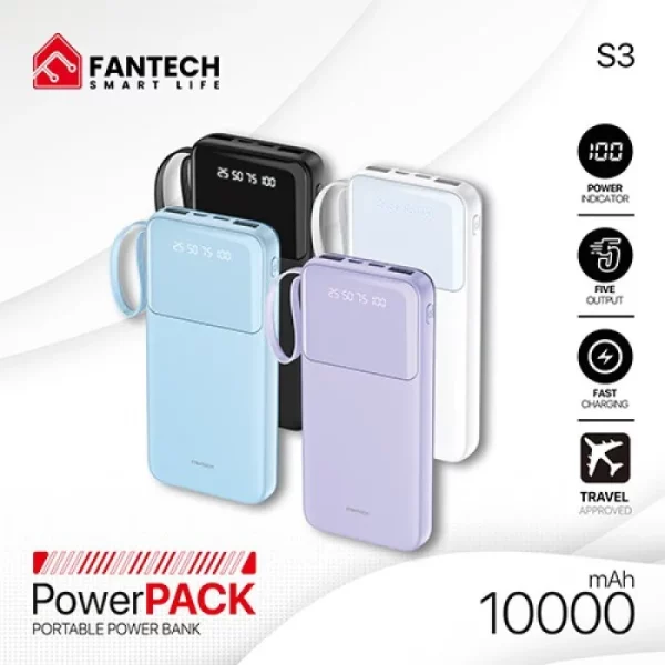 FANTECH S3 10000 mAh Portable Power Bank, White - Image 4