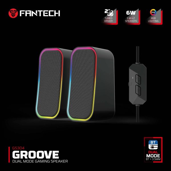 Fantech GS304 GROOVE Dual Mode (Wired & Bluetooth) RGB Gaming Speaker, Black - Image 3