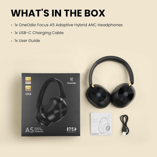 OneOdio Focus A5 Hybrid Active Noise Cancelling Wireless Over-Ear Headphones - Image 10