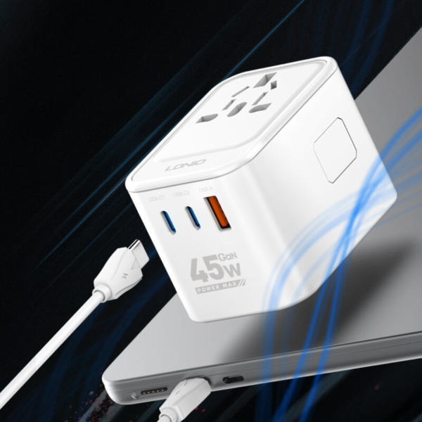 LDNIO Z8 3 USB Ports 45W GaN Travel Adapter - Image 6