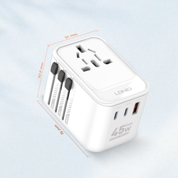 LDNIO Z8 3 USB Ports 45W GaN Travel Adapter - Image 3