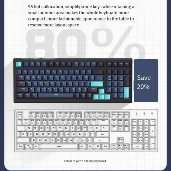 XINMENG X98 PRO Wireless Tri-Mode Mechanical Keyboard, Deep Sea Blue - Image 3
