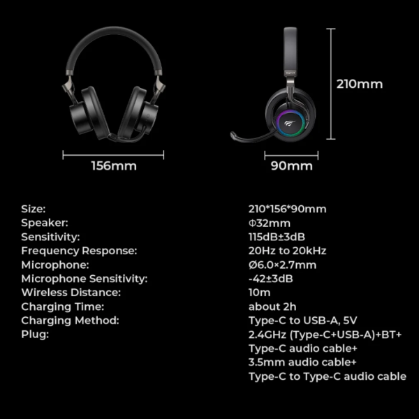 HAVIT FUXI-H8 Open-Ear Wireless Gaming Headphone - Image 3