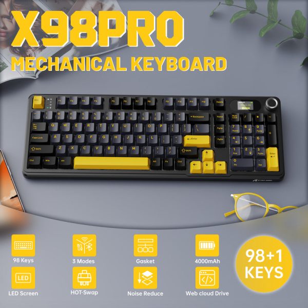 Attack Shark X98 PRO Tri-Mode Wireless Mechanical Keyboard, Star Black - Image 2
