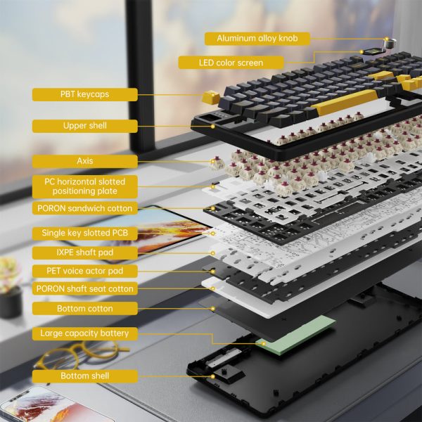 Attack Shark X98 PRO Tri-Mode Wireless Mechanical Keyboard, Star Black - Image 4