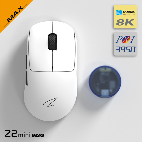 ZAOPIN Z2 MINI MAX 8K Tri-Mode Wireless Gaming Mouse, White (Black Bottom) - Image 2