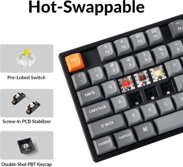 Keychron K8 Max Tri-mode Aluminium Mechanical Keyboard, Dark Gray (Keychron Super Brown Switch) - Image 11