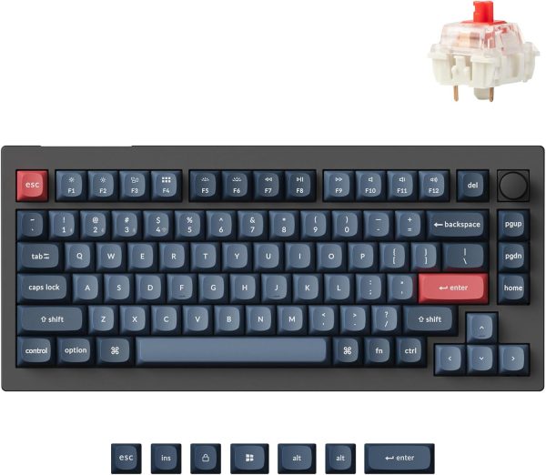 Keychron V1 Max Wireless Mechanical Keyboard, Carbon Black (Gateron Jupiter Red Switch) - Image 2