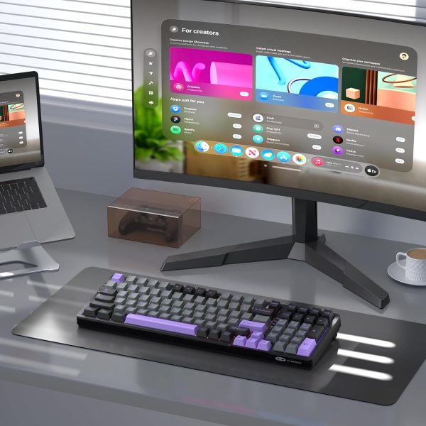 MageGee LIGHT100 Tri-Mode Wireless Creamy Gasket Mounted Mechanical Keyboard - Black Purple (Blue Whale Switch) - Image 7