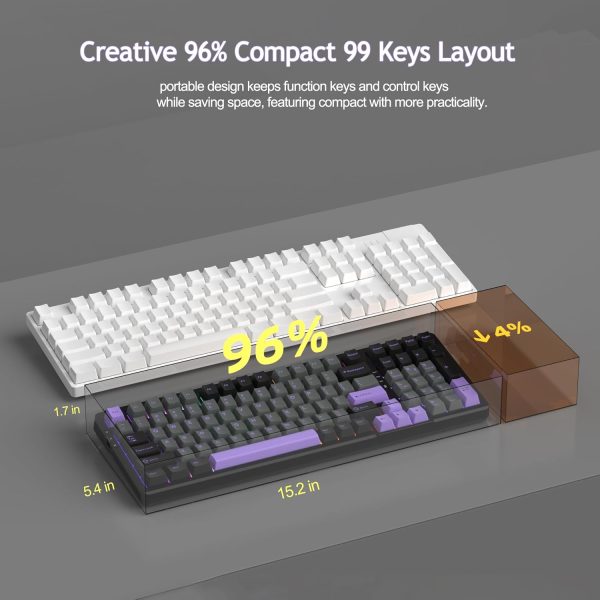MageGee LIGHT100 Tri-Mode Wireless Creamy Gasket Mounted Mechanical Keyboard - Black Purple (Blue Whale Switch) - Image 10