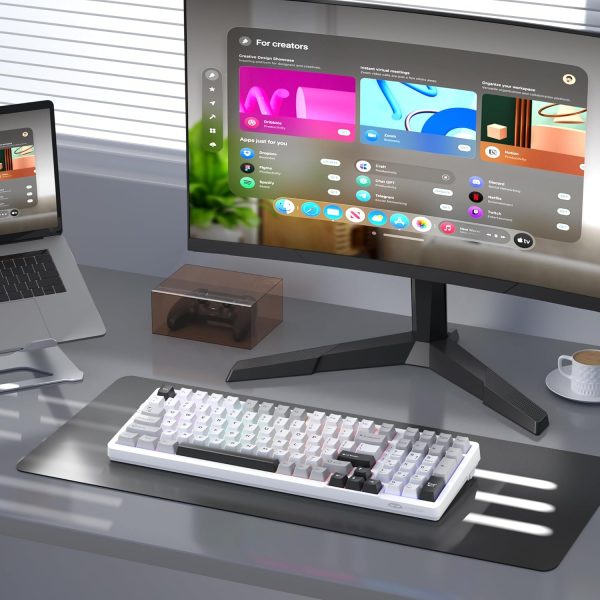 MageGee LIGHT100 Tri-Mode Wireless Creamy Gasket Mounted Mechanical Keyboard, Grey Black (Blue Whale Switch) - Image 5