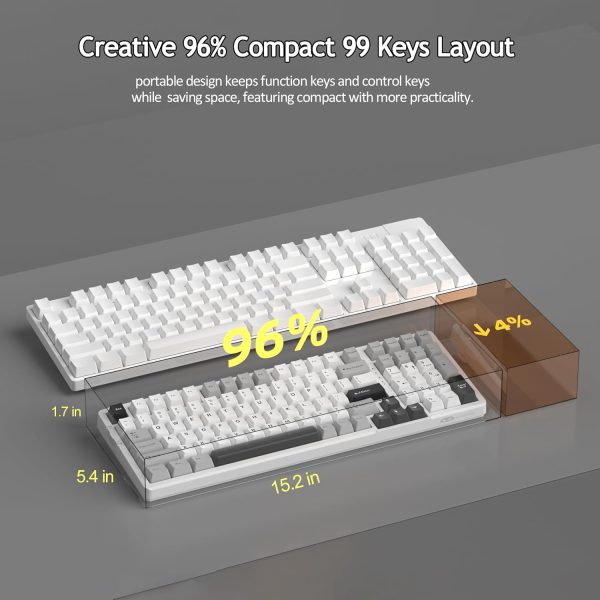 MageGee LIGHT100 Tri-Mode Wireless Creamy Gasket Mounted Mechanical Keyboard, Grey Black (Blue Whale Switch) - Image 7
