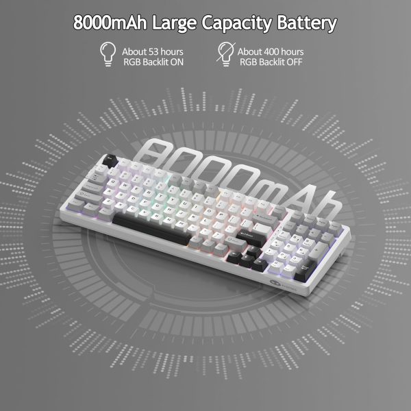 MageGee LIGHT100 Tri-Mode Wireless Creamy Gasket Mounted Mechanical Keyboard, Grey Black (Blue Whale Switch) - Image 4