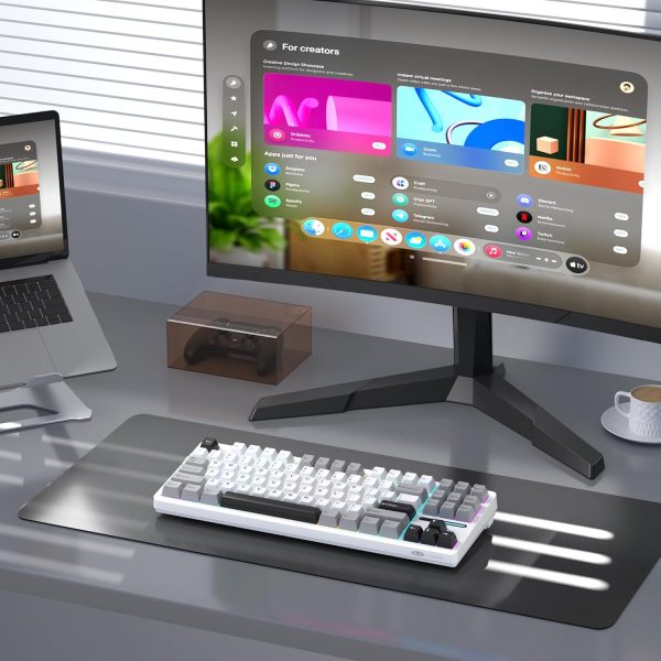 MageGee LIGHT87 Tri-Mode Wireless Creamy Gasket Mounted Mechanical Keyboard, White Grey (Blue Whale Switch) - Image 8