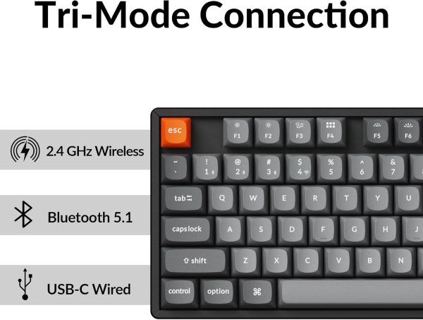 Keychron K8 Max Tri-mode Aluminium Mechanical Keyboard, Dark Gray (Keychron Super Brown Switch) - Image 10