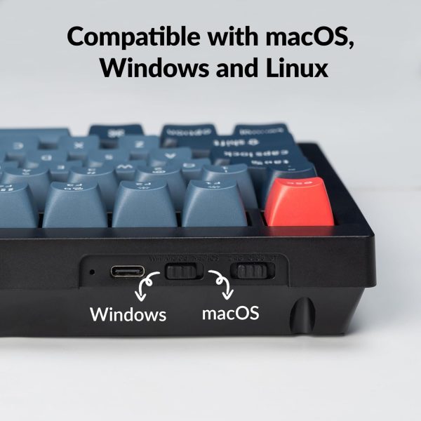 Keychron V1 Max Wireless Mechanical Keyboard, Carbon Black (Gateron Jupiter Red Switch) - Image 4