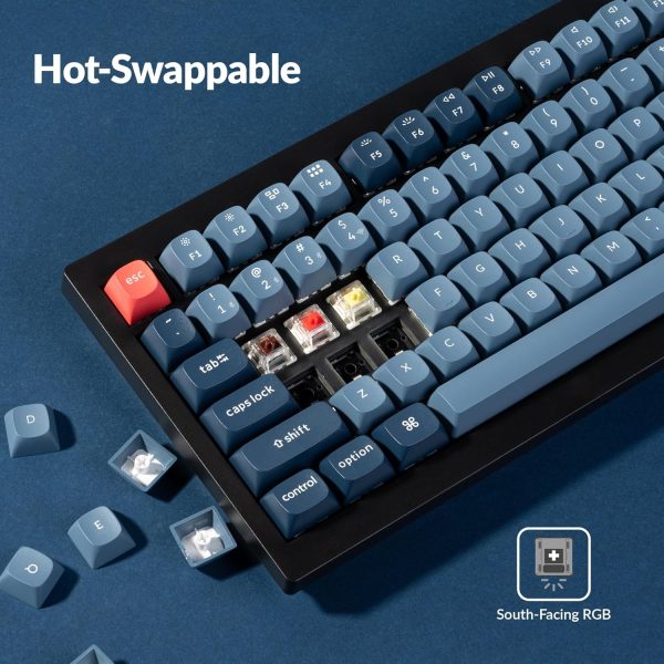 Keychron V1 Max Wireless Mechanical Keyboard, Carbon Black (Gateron Jupiter Red Switch) - Image 7