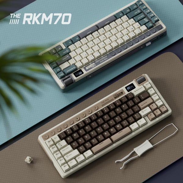 ROYAL KLUDGE RK M70 Tri-Mode Wireless With TFT Screen Gasket Mounted Mechanical Keyboard, Cyan Purple - Image 14